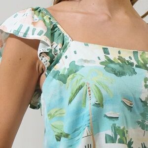 Sugarlips Pastel Tropical Print Tank Top - Blue, Green, Peach